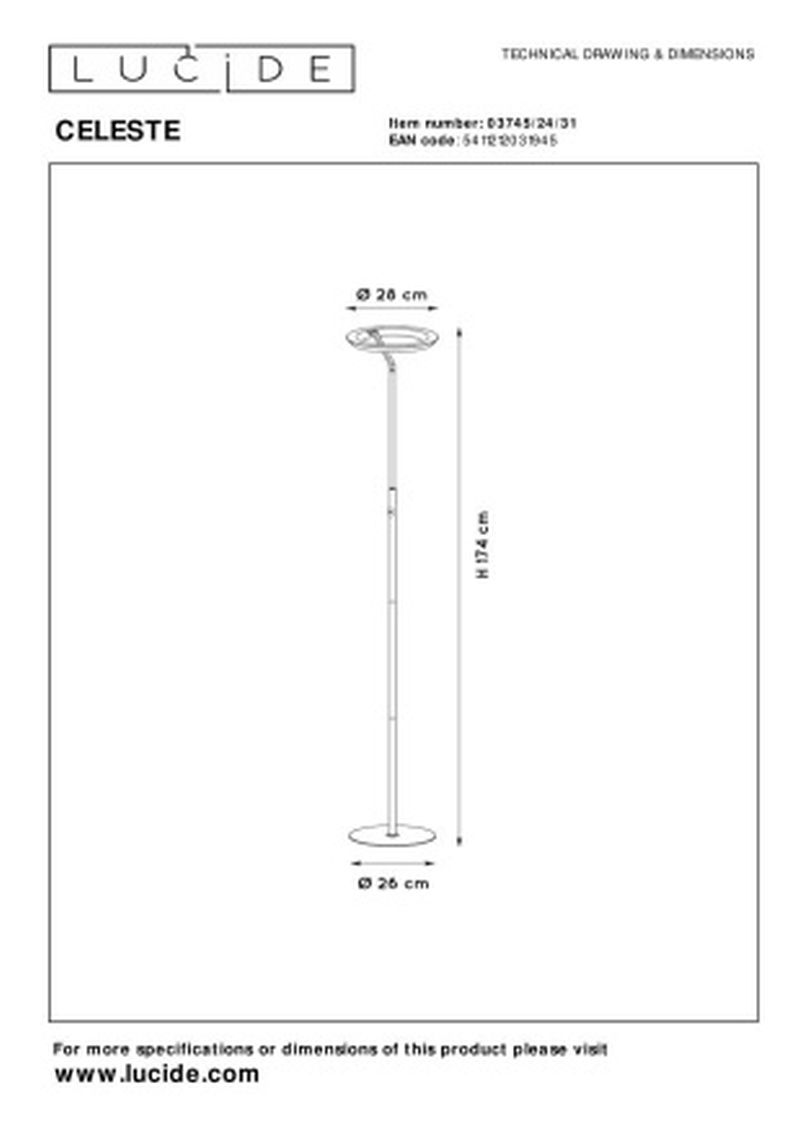 Lucide CELESTE - Stojacia lampa - Ø 28 cm - LED Rozm. - 1x24W 2700K - Biela